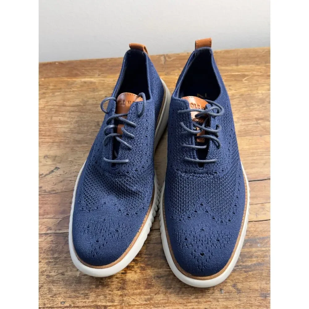 Cole Haan 2.ZERØGRAND Stitchlite Wingtip Oxford marine blue men's NWOT 9